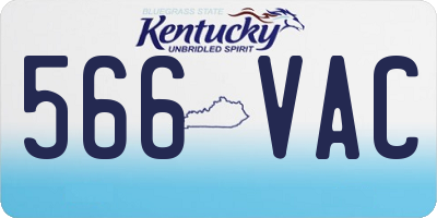 KY license plate 566VAC