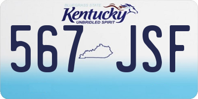 KY license plate 567JSF