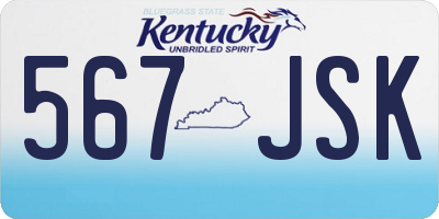 KY license plate 567JSK