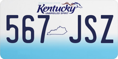 KY license plate 567JSZ