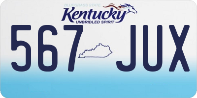 KY license plate 567JUX