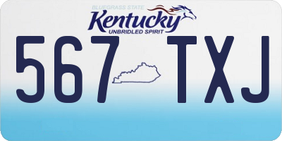KY license plate 567TXJ