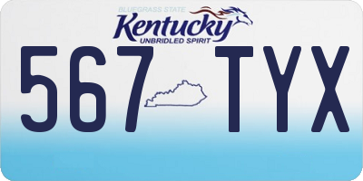 KY license plate 567TYX