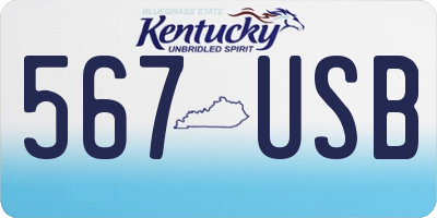 KY license plate 567USB