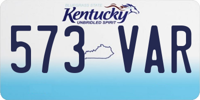 KY license plate 573VAR