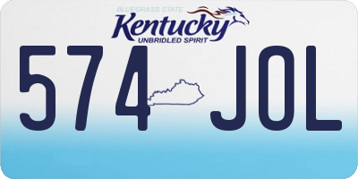 KY license plate 574JOL