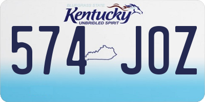 KY license plate 574JOZ