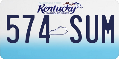 KY license plate 574SUM