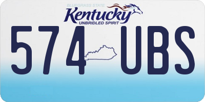 KY license plate 574UBS