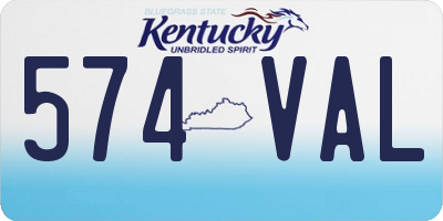 KY license plate 574VAL