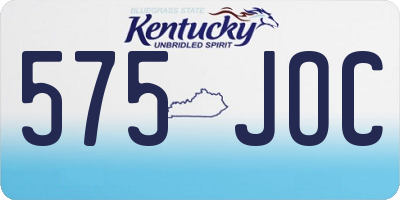 KY license plate 575JOC