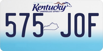 KY license plate 575JOF