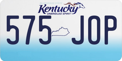 KY license plate 575JOP