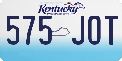 KY license plate 575JOT