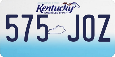 KY license plate 575JOZ