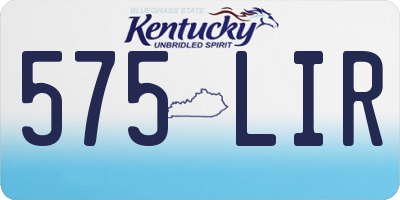 KY license plate 575LIR