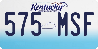 KY license plate 575MSF