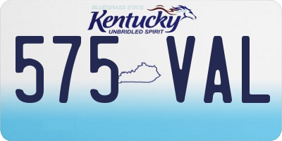 KY license plate 575VAL