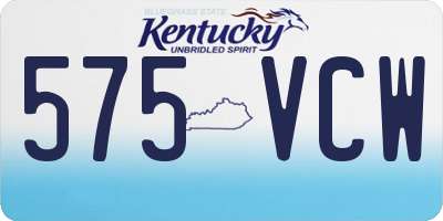 KY license plate 575VCW