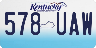 KY license plate 578UAW