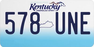 KY license plate 578UNE