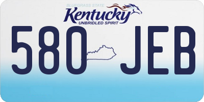 KY license plate 580JEB