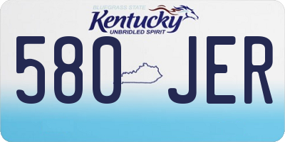 KY license plate 580JER