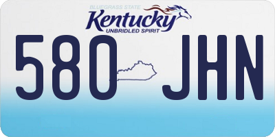 KY license plate 580JHN