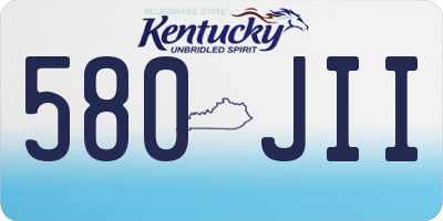 KY license plate 580JII