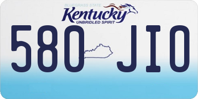 KY license plate 580JIO