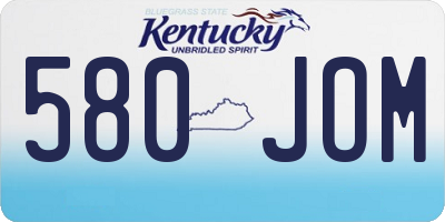 KY license plate 580JOM