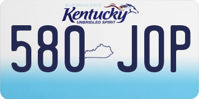 KY license plate 580JOP