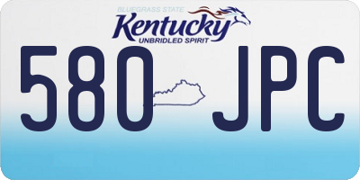 KY license plate 580JPC