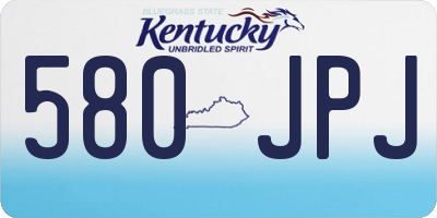 KY license plate 580JPJ