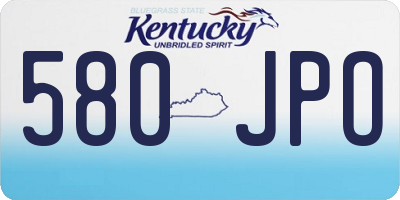 KY license plate 580JPO
