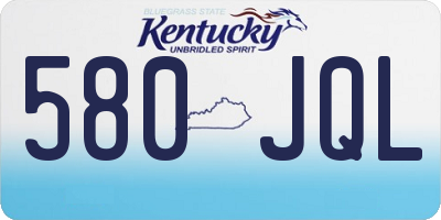 KY license plate 580JQL