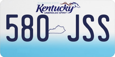 KY license plate 580JSS