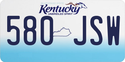 KY license plate 580JSW