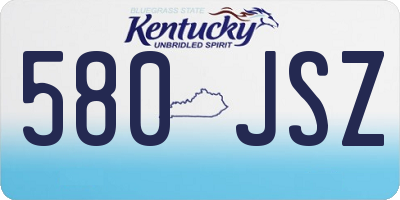 KY license plate 580JSZ
