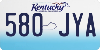 KY license plate 580JYA