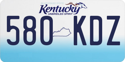 KY license plate 580KDZ
