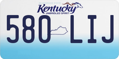 KY license plate 580LIJ