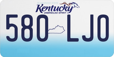 KY license plate 580LJO