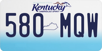 KY license plate 580MQW