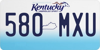 KY license plate 580MXU