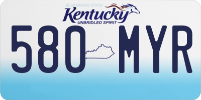 KY license plate 580MYR