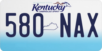 KY license plate 580NAX