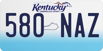 KY license plate 580NAZ