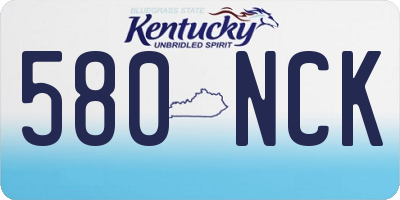 KY license plate 580NCK