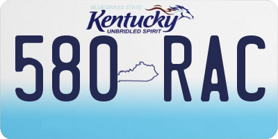 KY license plate 580RAC